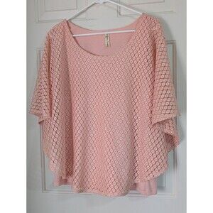 Per Seption Concept Crochet Lace Poncho Top Womens Medium Peach Tank Lined Sheer